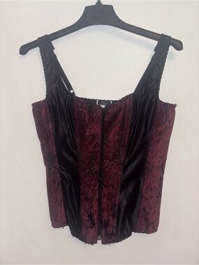 Women’s Burgundy and Black Corset Tank Top
